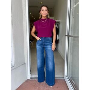 Amanda Uprichard Edrina High Cowl Neck Sleeveless Satin Top Syrah CI-32006 Red L